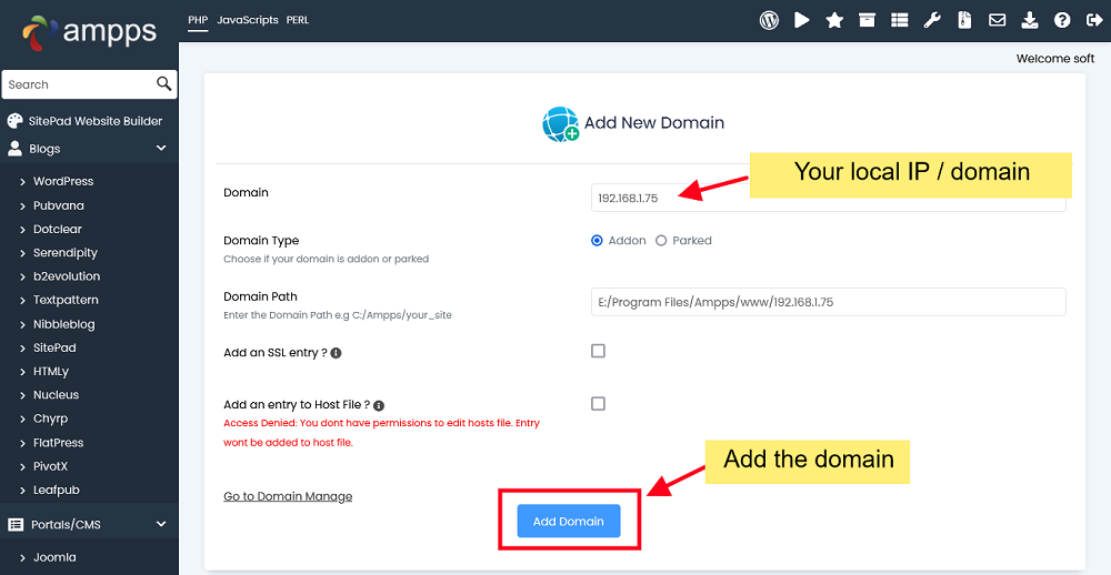 Configure AMPPS on Local Network AMPPS